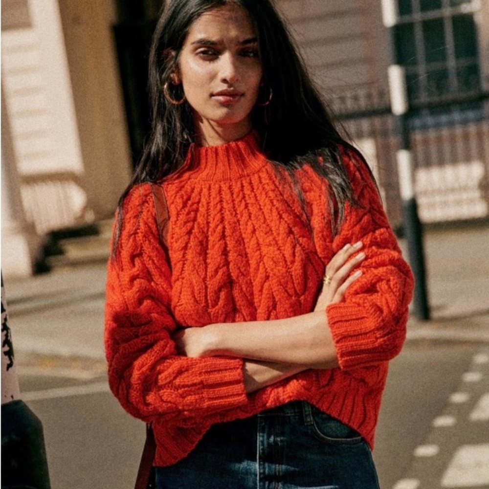 SEZANE DIEGO JUMPER KNIT SWEATER XXS RED ORANGE